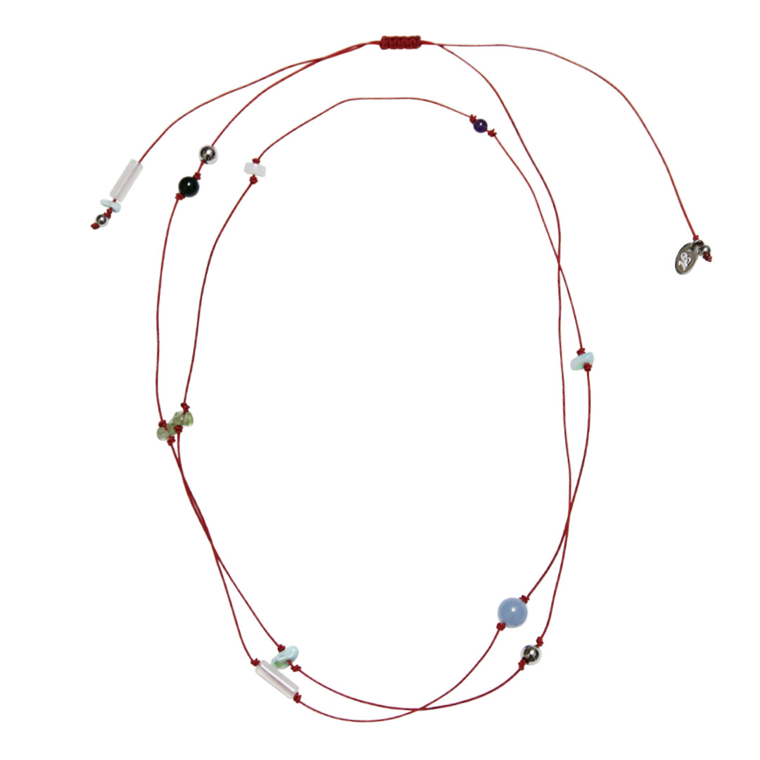 gem layers necklace waistband-red